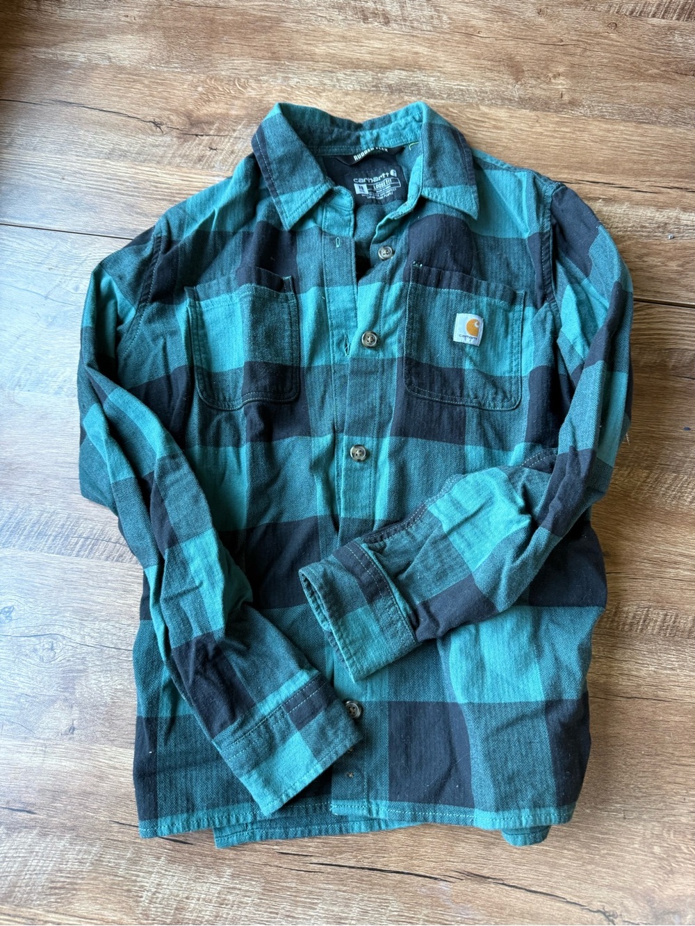 Carhartt Green and Black Plaid Button-Down Shirt